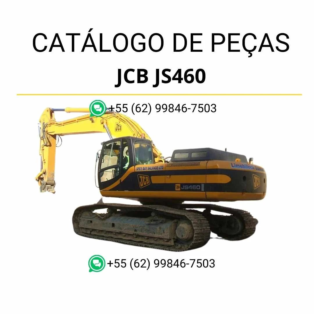 Catálogo de peças JCB JS460 em PDF para escavadeira, com vistas explodidas e identificação completa de componentes originais