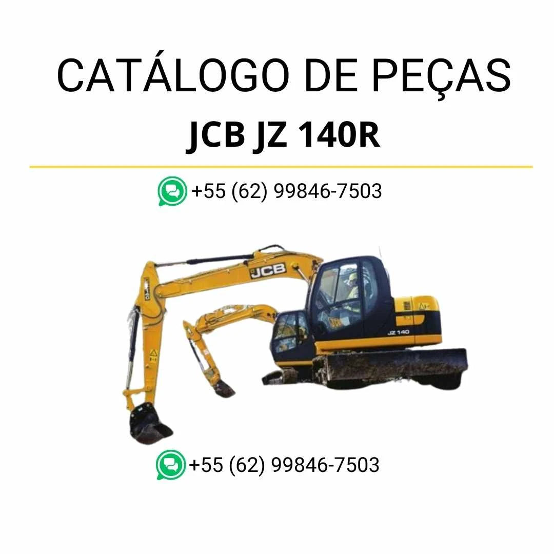Catálogo de peças JCB JZ140R em PDF com ilustrações técnicas e identificação completa dos componentes da escavadeira