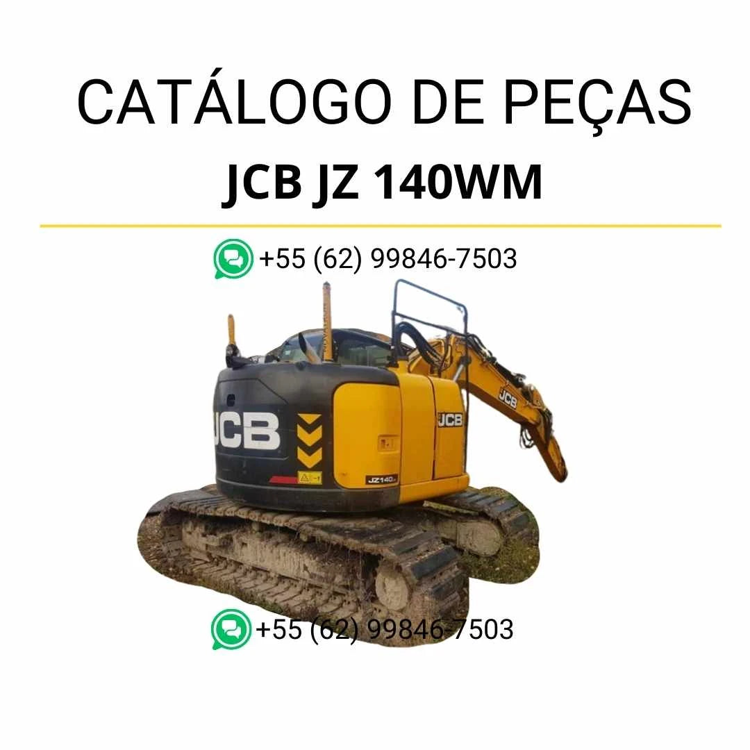 Catálogo de peças JCB JZ140WM em PDF com diagramas detalhados e identificação dos componentes da escavadeira