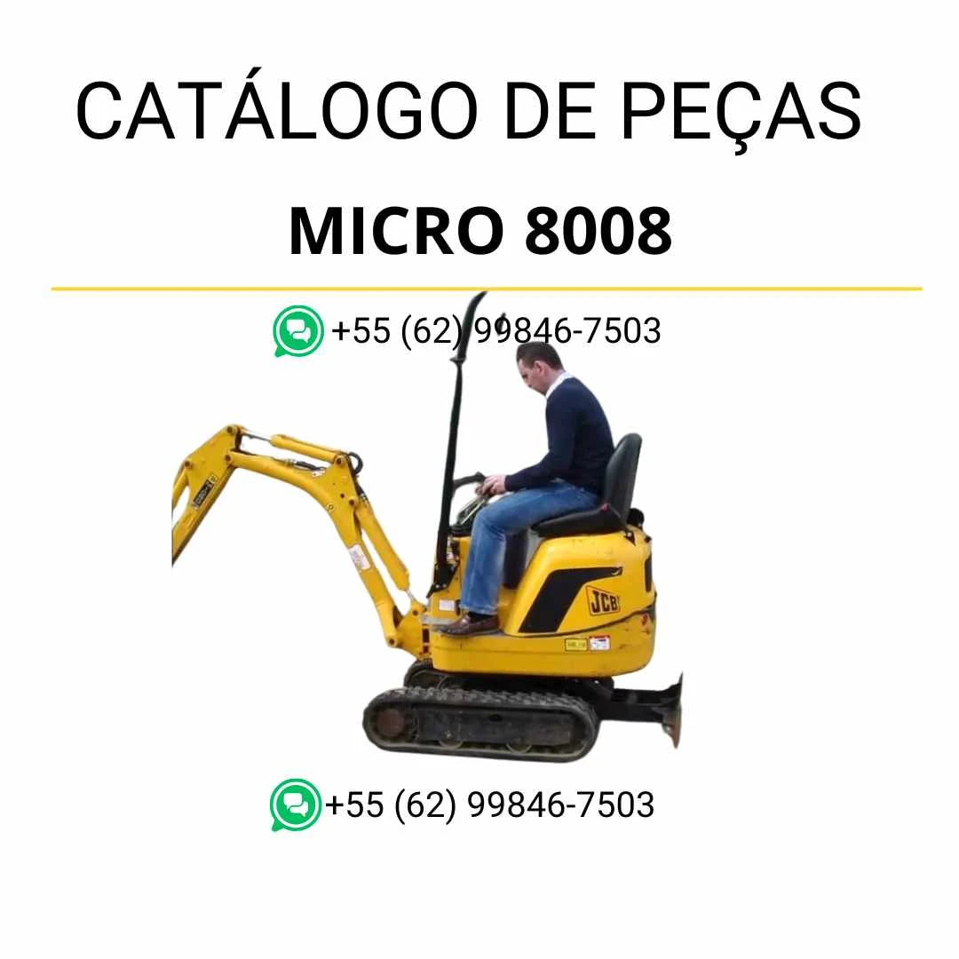Catálogo de peças JCB Micro 8008 em PDF com diagramas detalhados, componentes originais e vistas técnicas para manutenção precisa