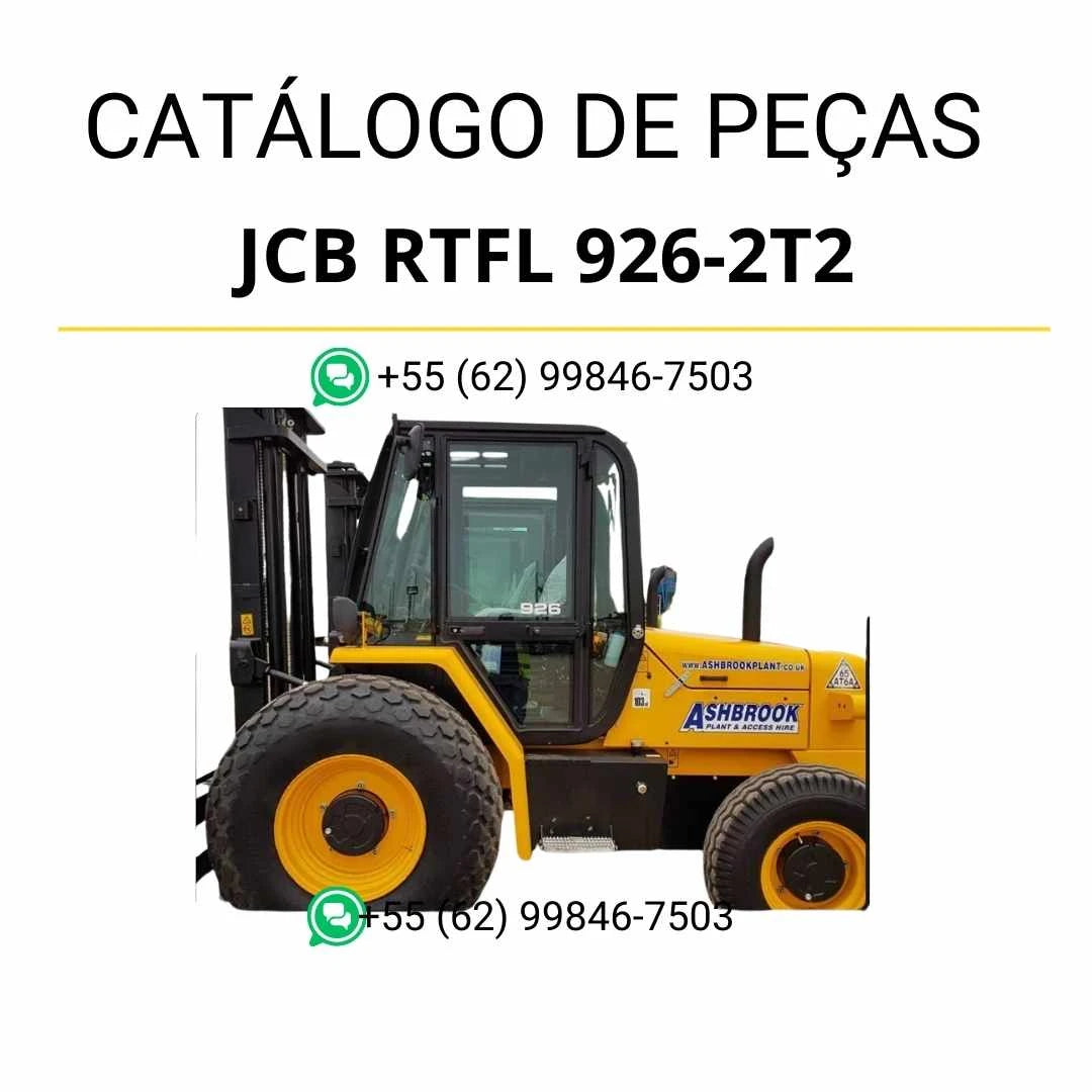 Catálogo de peças JCB RTFL 926-2T2 em PDF, contendo diagramas técnicos e identificação precisa dos componentes da empilhadeira.