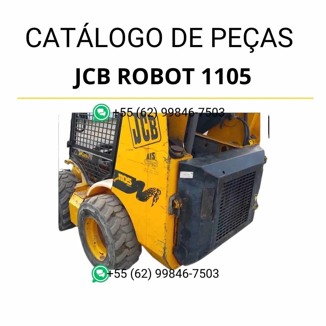 Catálogo de peças JCB Robot 1105 em PDF, com vistas detalhadas, identificação de componentes e diagramas da skid steer loader.
