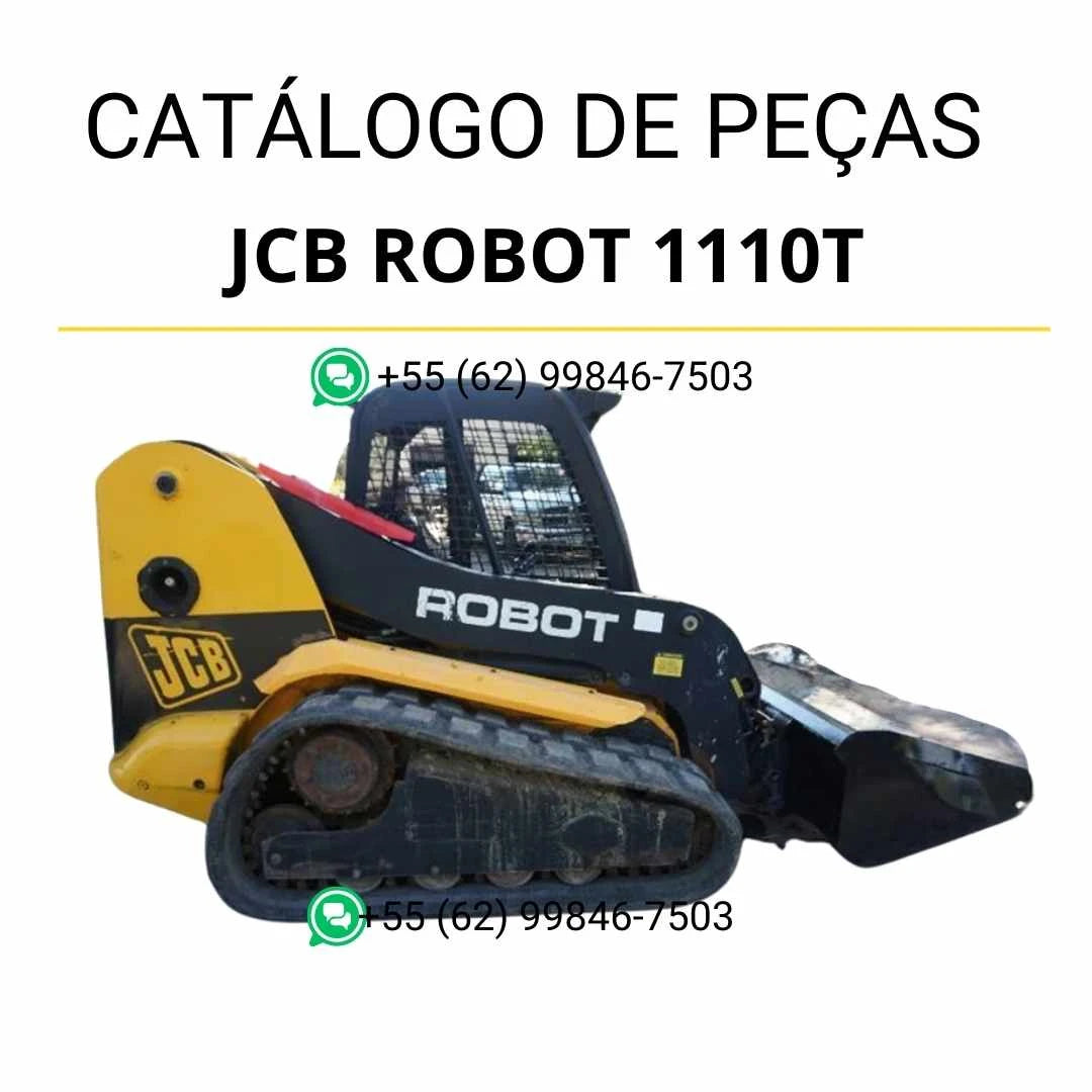 Catálogo de peças JCB Robot 1110T em PDF, com componentes detalhados e ilustrações técnicas para manutenção de skid steer loaders.