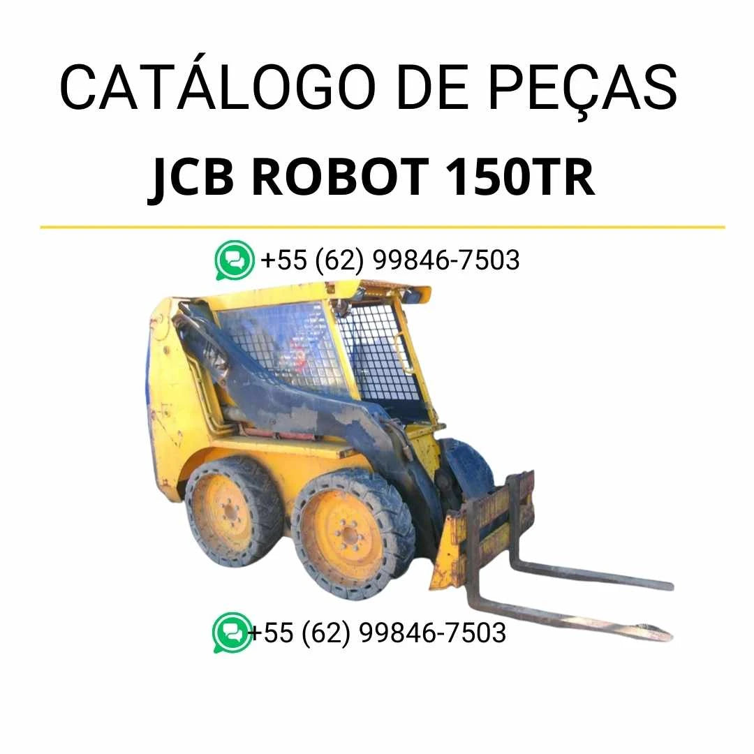 Catálogo de peças JCB Robot 150TR em PDF, com vistas técnicas detalhadas, identificação de conjuntos e diagramas completos da skid steer loader.