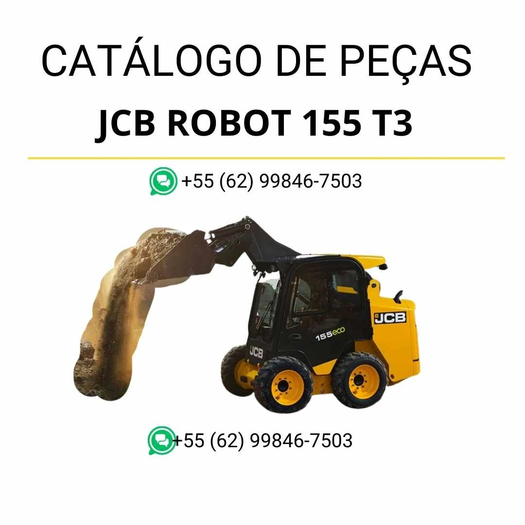 Catálogo de peças JCB Robot 155 T3 em PDF, com vistas técnicas detalhadas, identificação de conjuntos e ilustrações completas da skid steer loader.