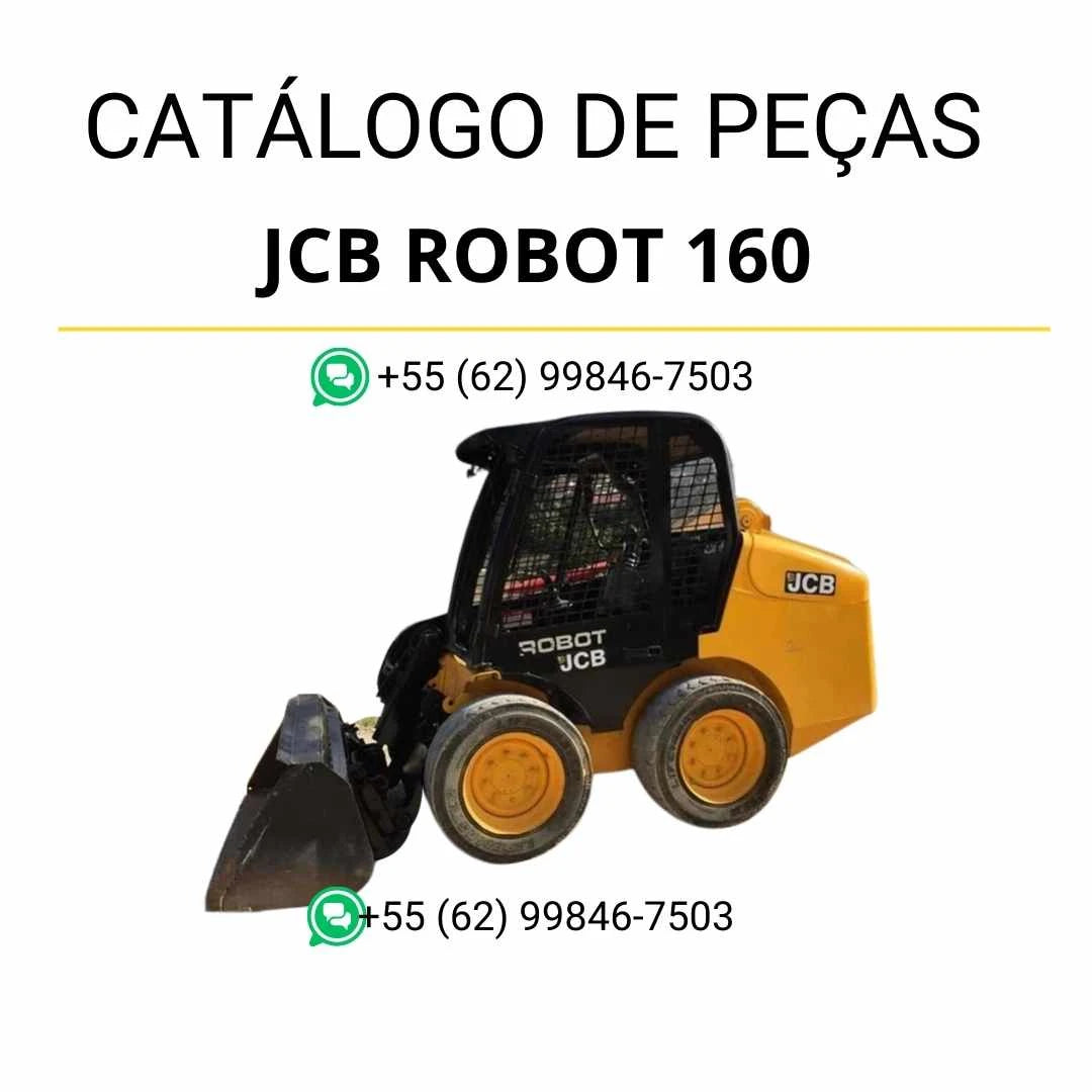 Catálogo de peças JCB Robot 160 em PDF, reunindo diagramas detalhados e identificação completa dos componentes da minicarregadeira.
