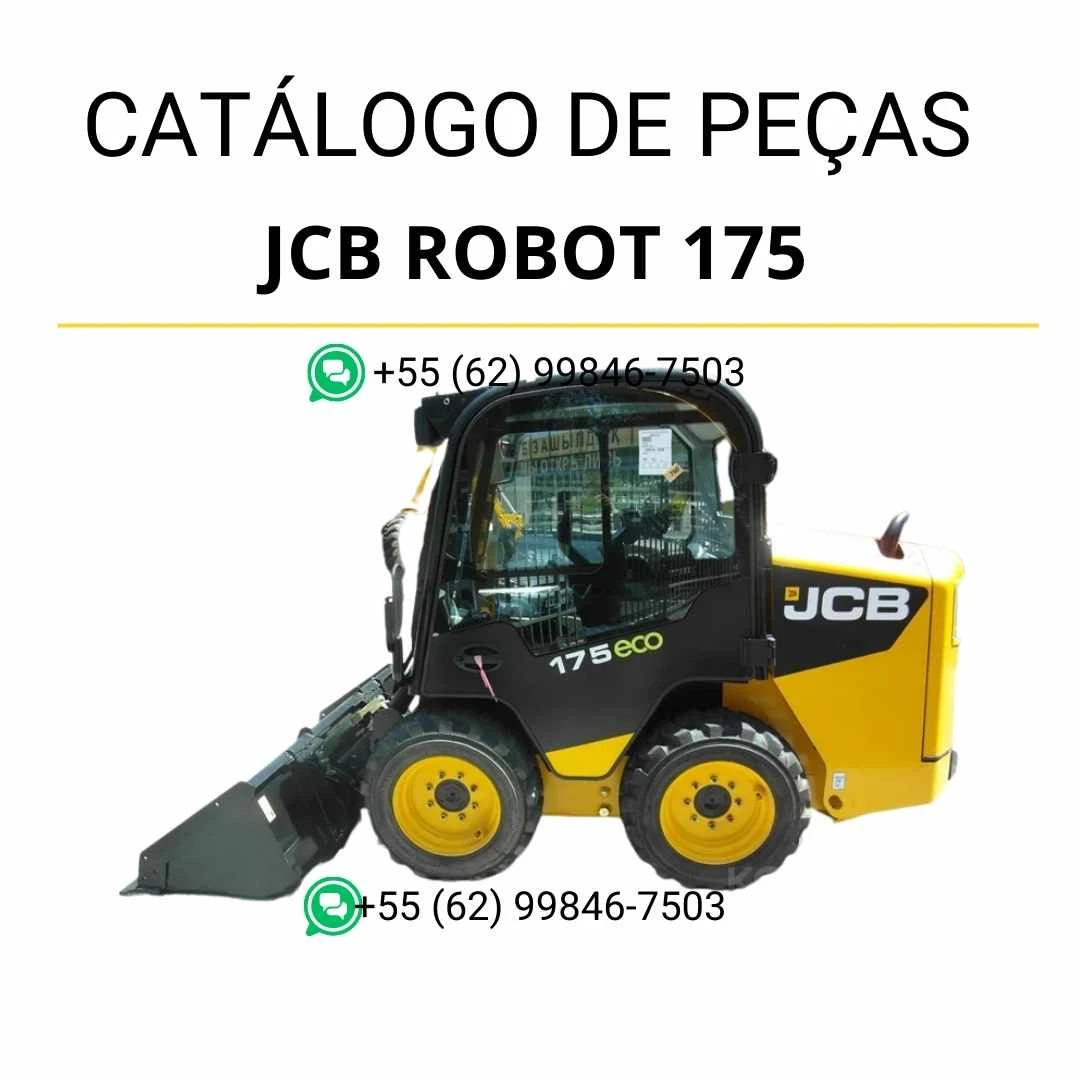 Catálogo de peças JCB Robot 175 em PDF, com ilustrações técnicas detalhadas, identificação de componentes e diagramas completos da skid steer loader.