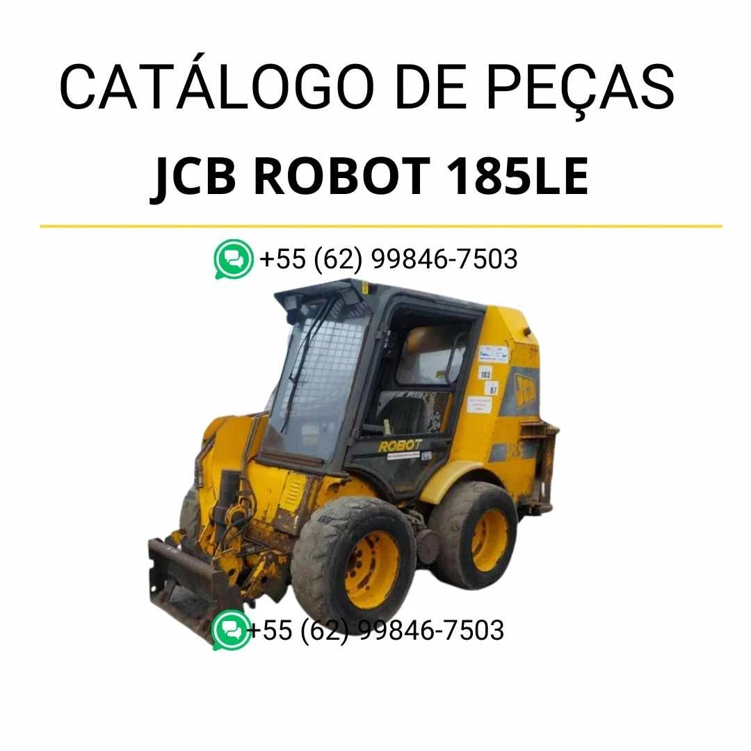 Catálogo de peças JCB Robot 185LE em PDF, com componentes identificados, vistas detalhadas e diagramas completos da skid steer loader.