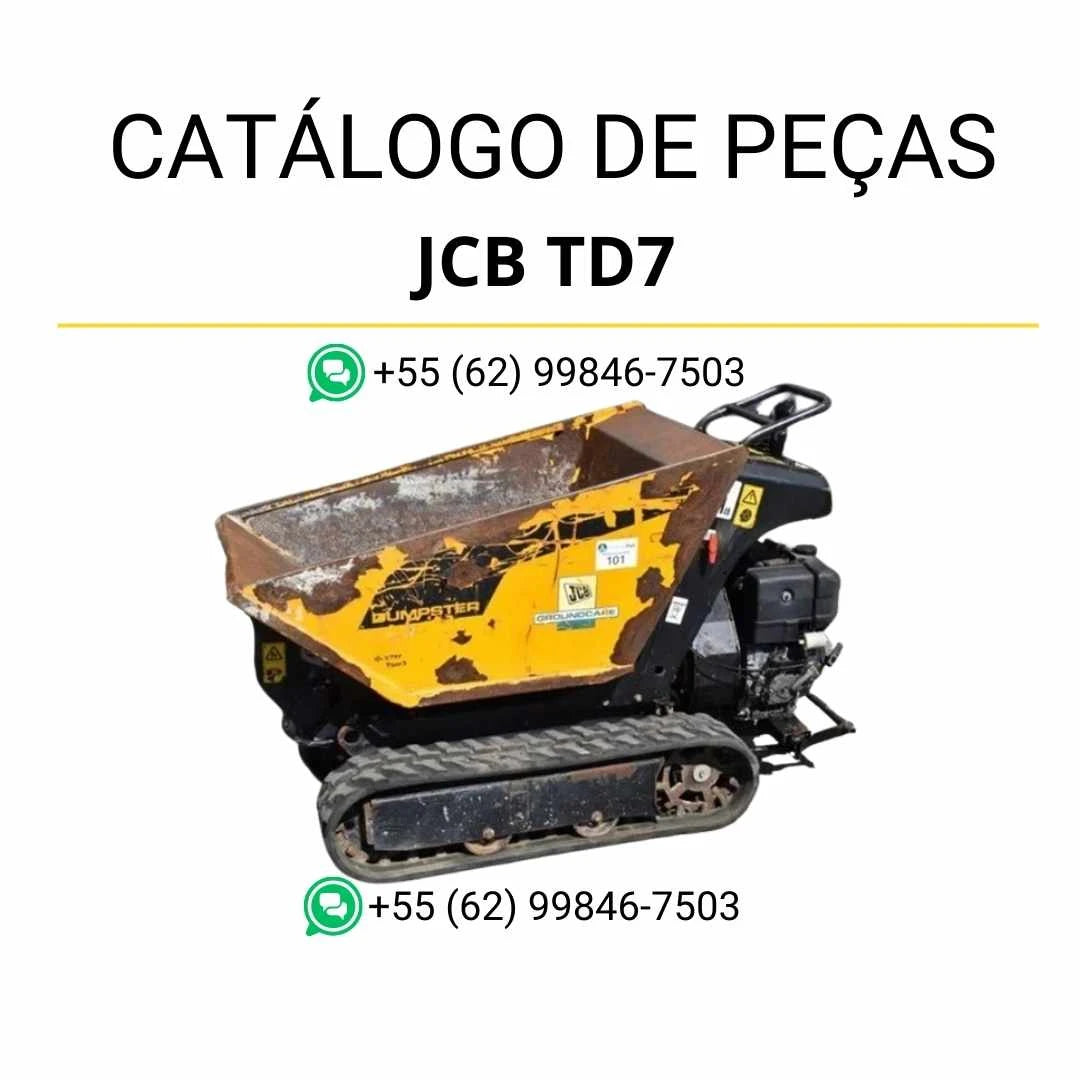 Catálogo de peças JCB TD7 em PDF, com ilustrações técnicas e lista completa de componentes do modelo Dumpster