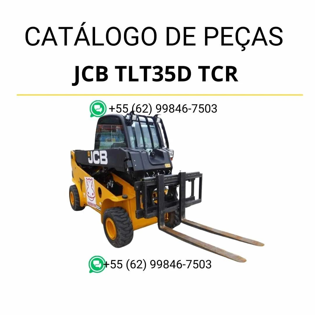 Catálogo de peças JCB TLT35D TCR em PDF, com vistas técnicas detalhadas, diagramas completos e identificação dos componentes do Teletruk.