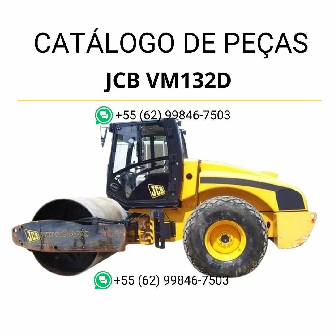 Catálogo de peças JCB VM132D Vibromax VM em PDF, com ilustrações técnicas e identificação detalhada dos conjuntos e componentes do compactador