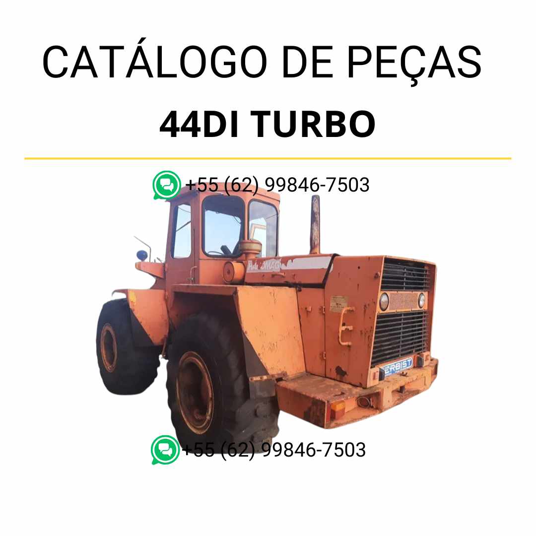 Catálogo de peças Komatsu 44DI Turbo em PDF, com ilustrações técnicas e identificação detalhada dos componentes da carregadeira de rodas