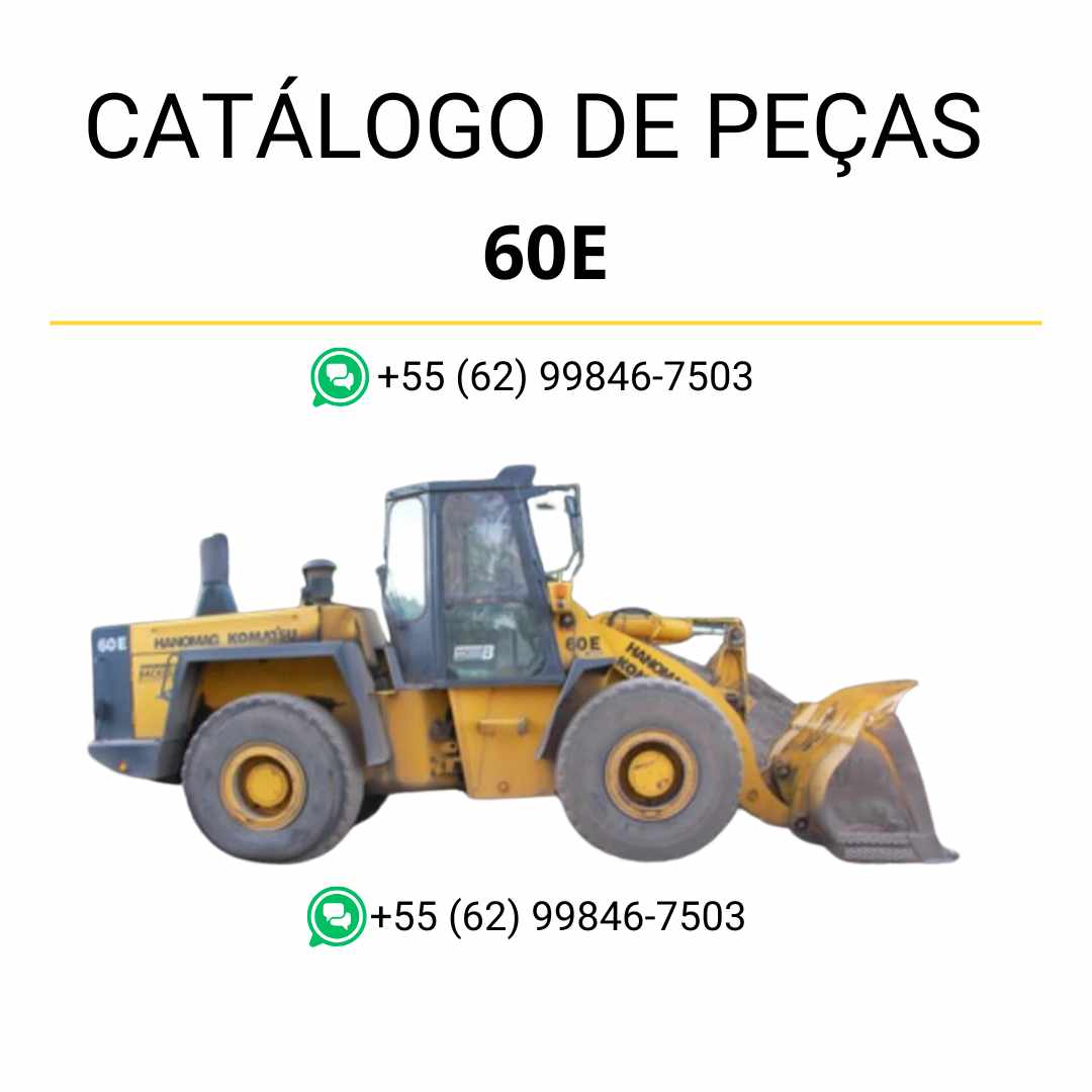 Catálogo de peças Komatsu 60E em PDF, com ilustrações técnicas e identificação completa dos componentes da carregadeira de rodas
