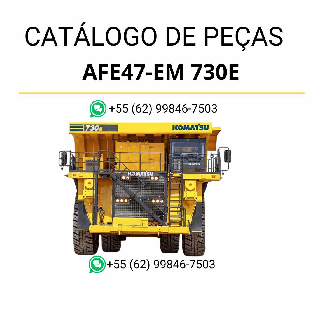 Catálogo de peças Komatsu 730E em PDF com ilustrações técnicas e organização detalhada dos componentes do caminhão basculante