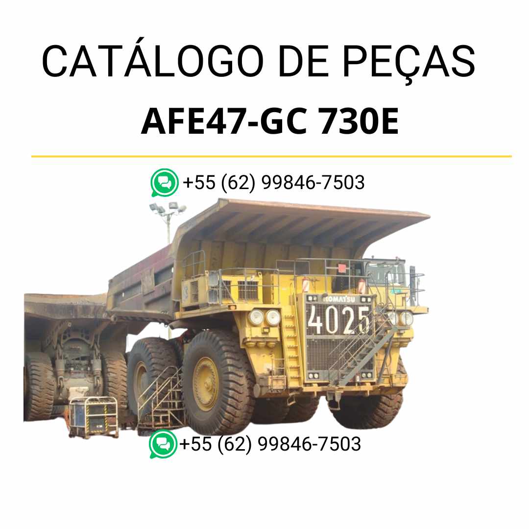 Catálogo de peças Komatsu 730E em PDF com ilustrações técnicas e identificação organizada dos componentes do caminhão basculante