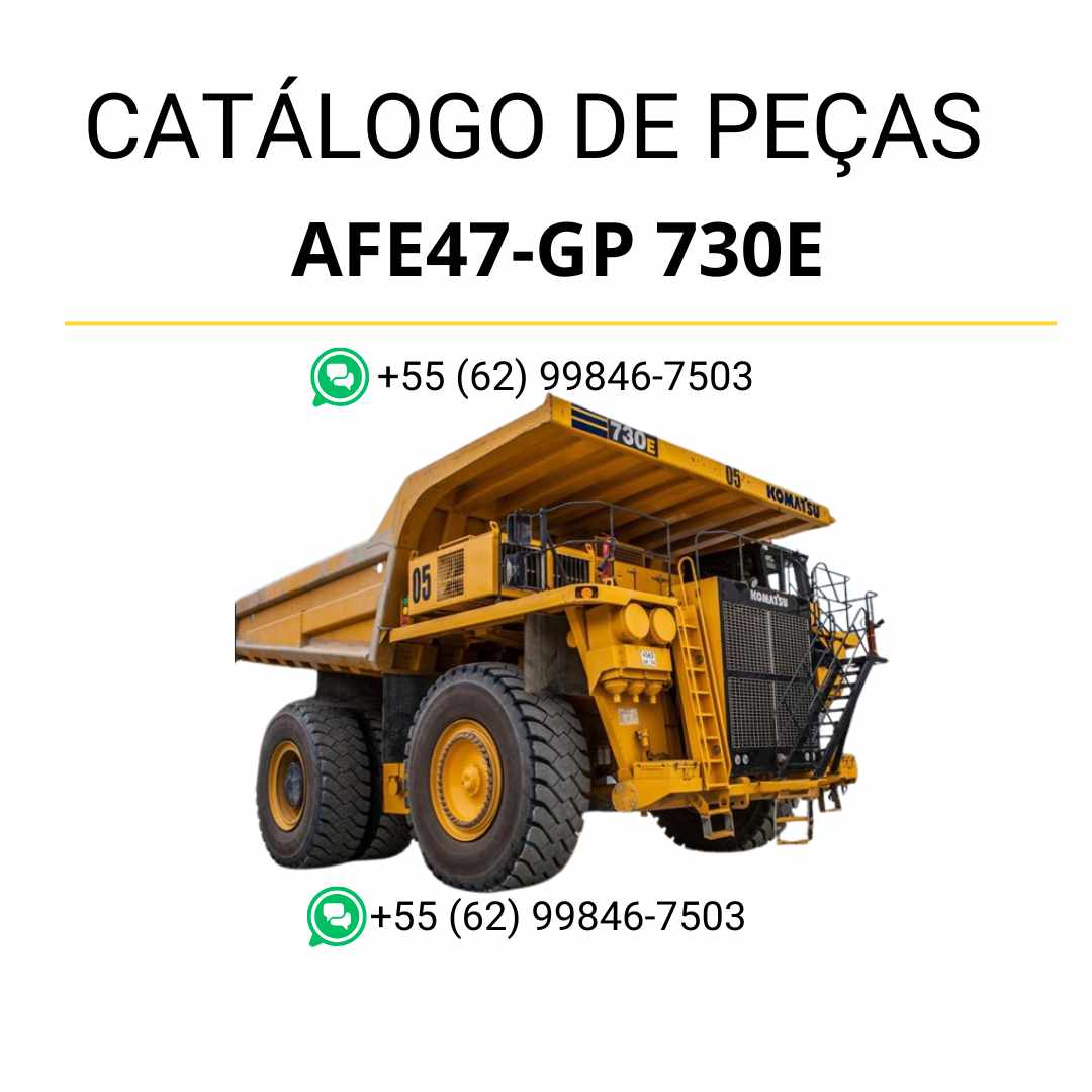 Catálogo de peças Komatsu 730E em PDF com vistas técnicas e identificação precisa dos componentes do caminhão basculante