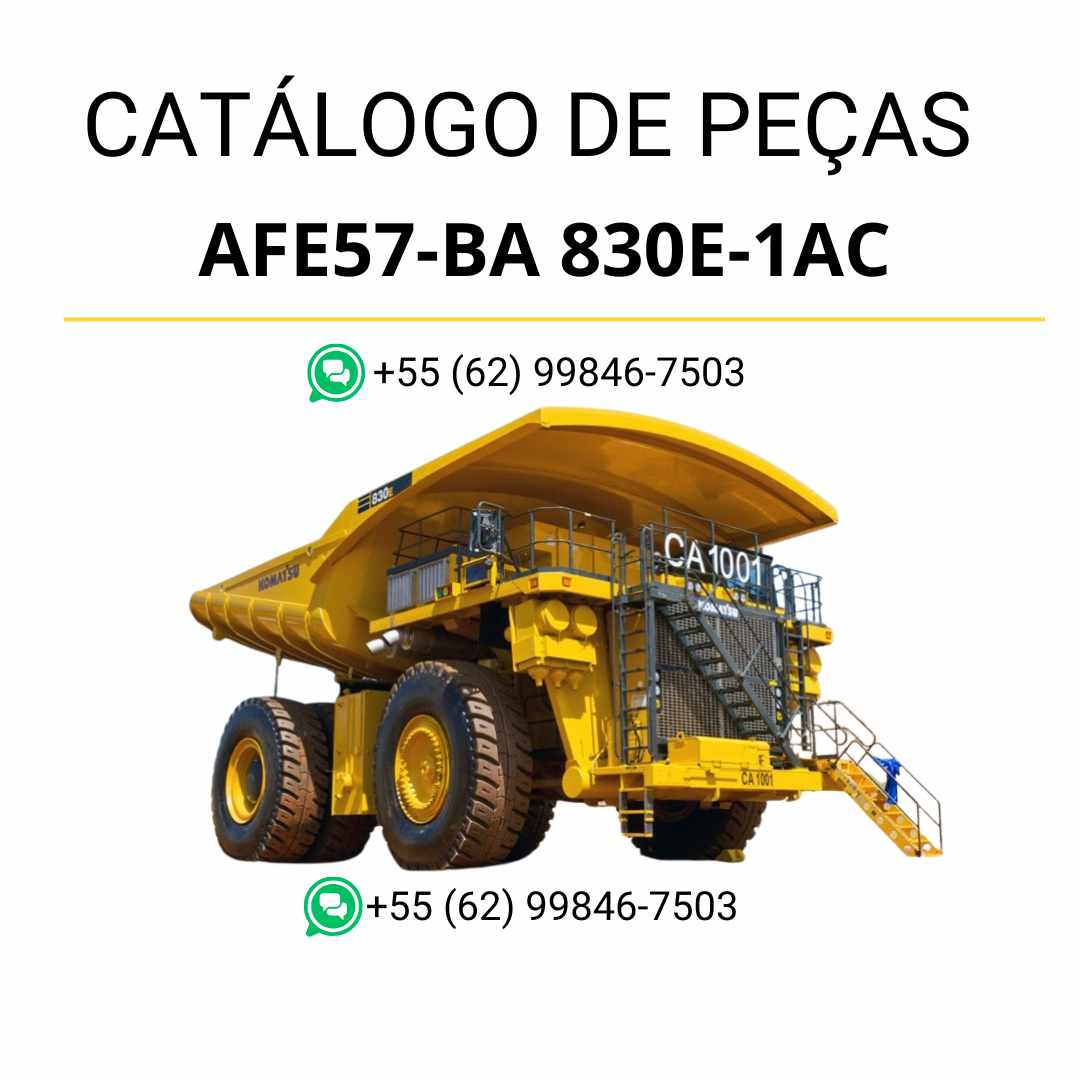 Catálogo de peças Komatsu 830E-1AC em PDF com mais de 400 páginas e ilustrações técnicas detalhadas dos componentes do caminhão basculante