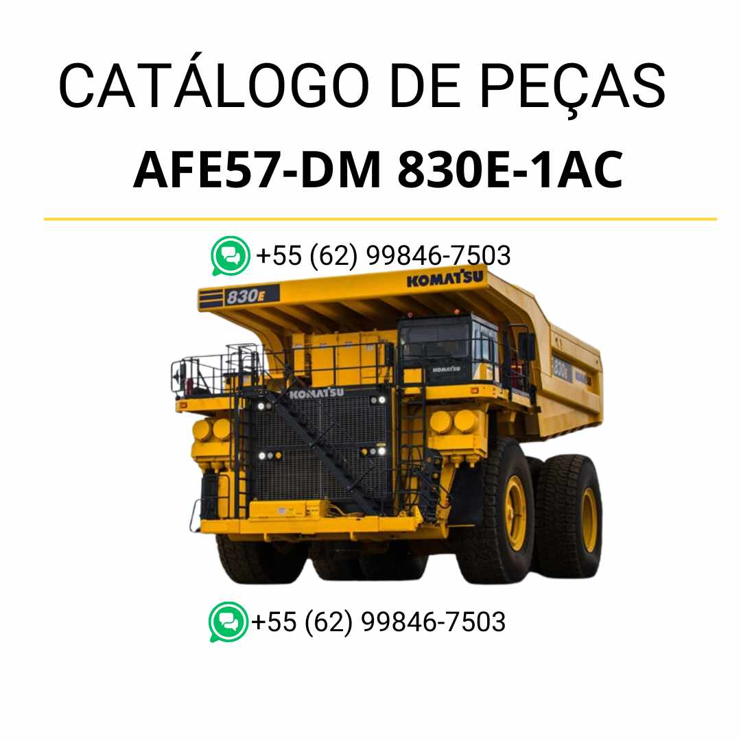 Catálogo de peças Komatsu 830E-1AC em PDF, com ilustrações técnicas organizadas e apoio visual para identificação dos componentes do caminhão basculante