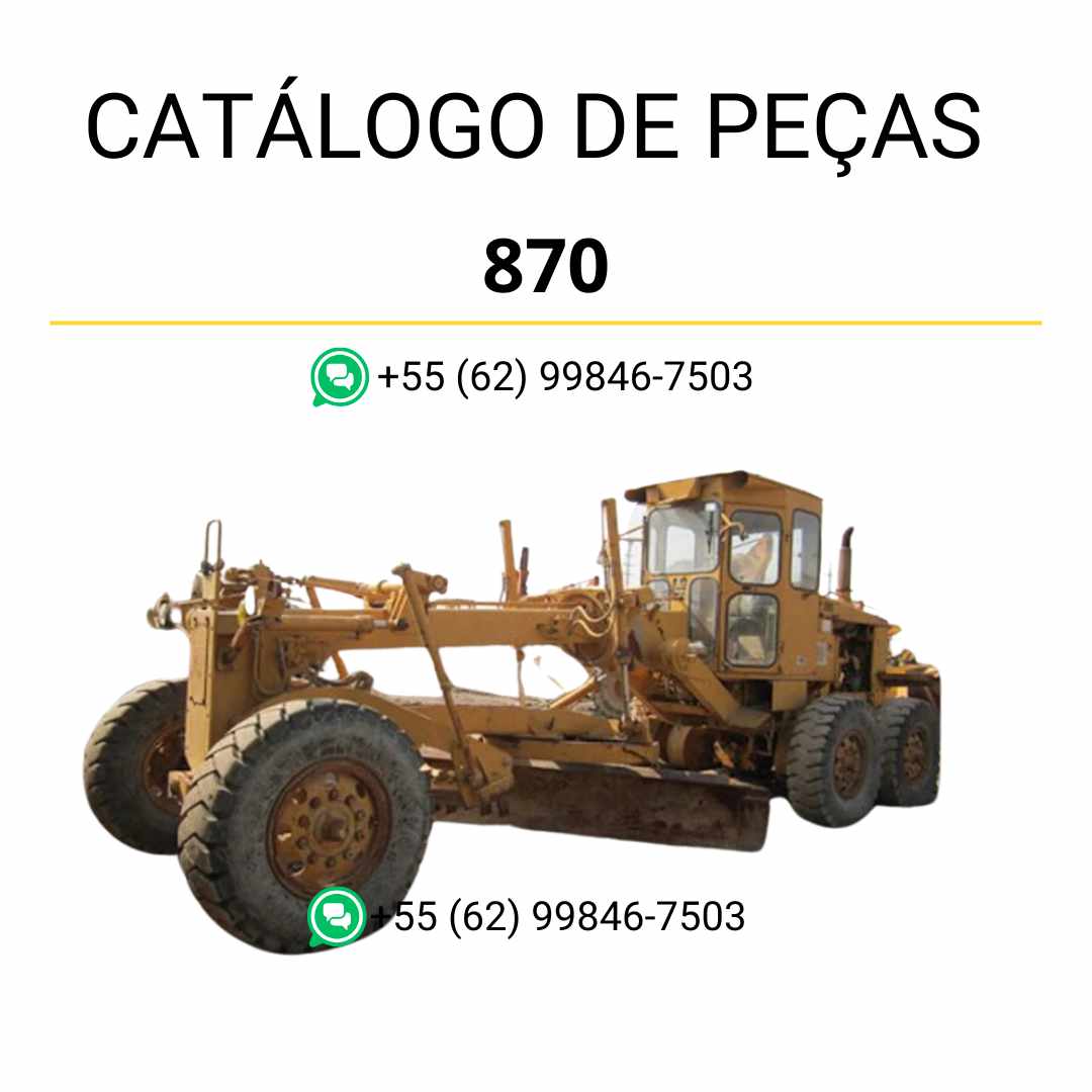 Catálogo de peças Komatsu 870 em PDF, com ilustrações técnicas e identificação detalhada dos componentes da motoniveladora.