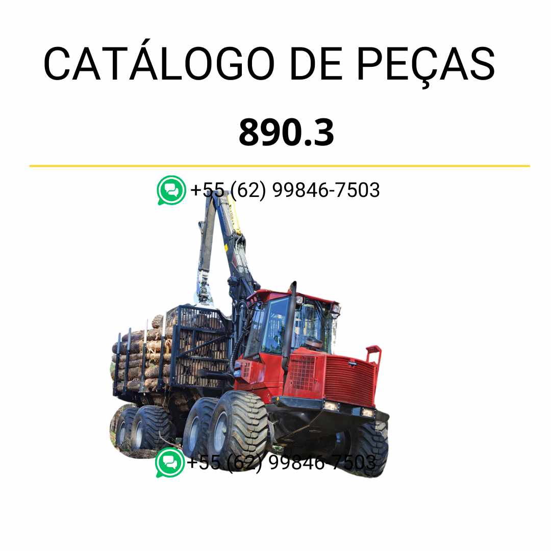 Catálogo de peças Komatsu 890.3 em PDF, com diagramas técnicos e códigos OEM que facilitam a identificação de cada componente.