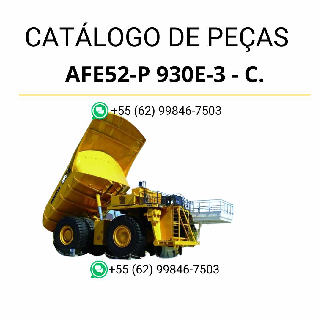 Catálogo de peças Komatsu 930E-3 AFE52-P em PDF, com ilustrações técnicas e identificação detalhada dos componentes do caminhão basculante