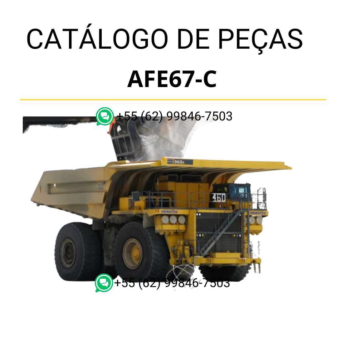 Catálogo de peças Komatsu AFE67-C 960E-2 em PDF com diagramas técnicos e identificação detalhada de componentes do caminhão basculante