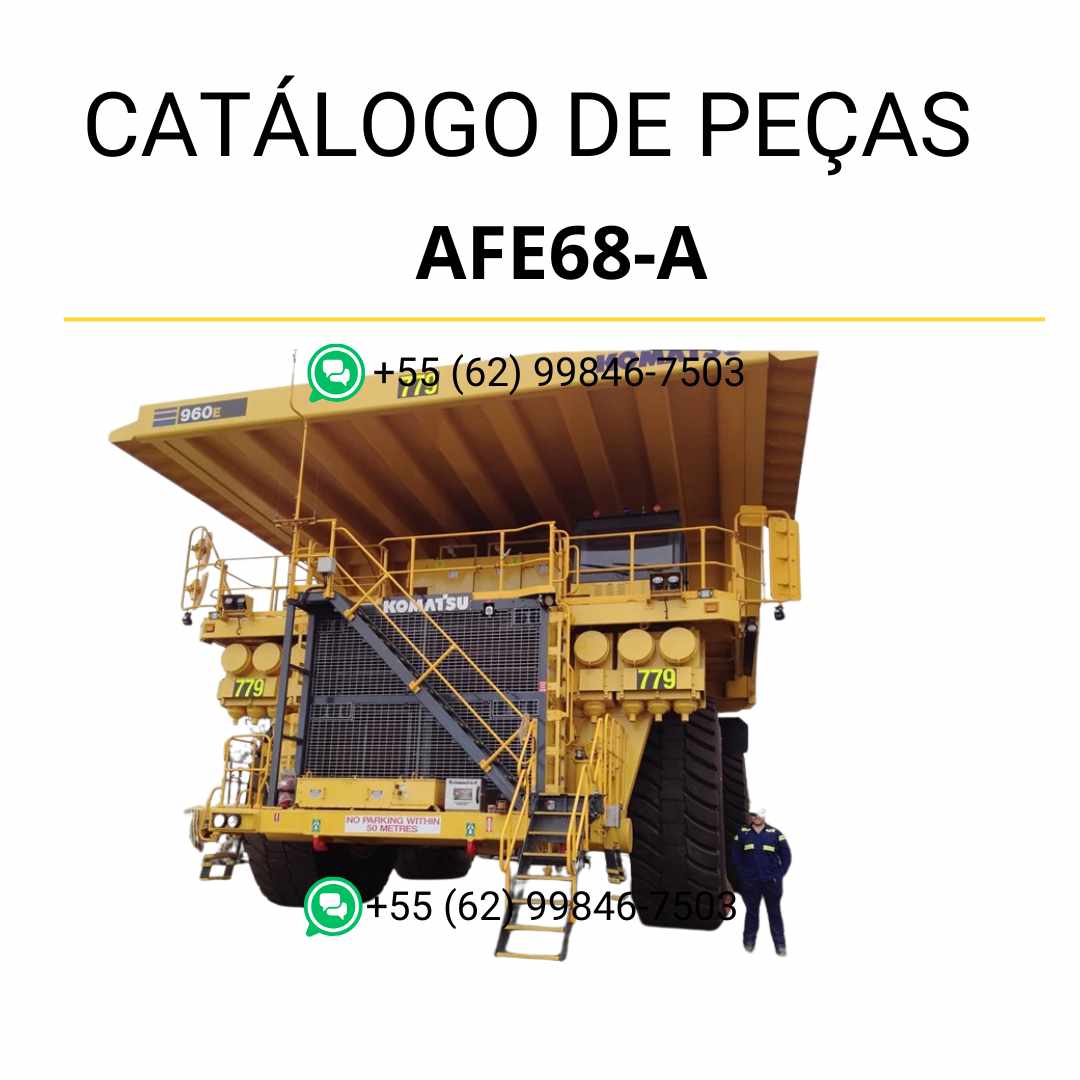 Catálogo de peças Komatsu AFE68-A 960E-2K em PDF com ilustrações técnicas e identificação organizada de componentes do caminhão basculante
