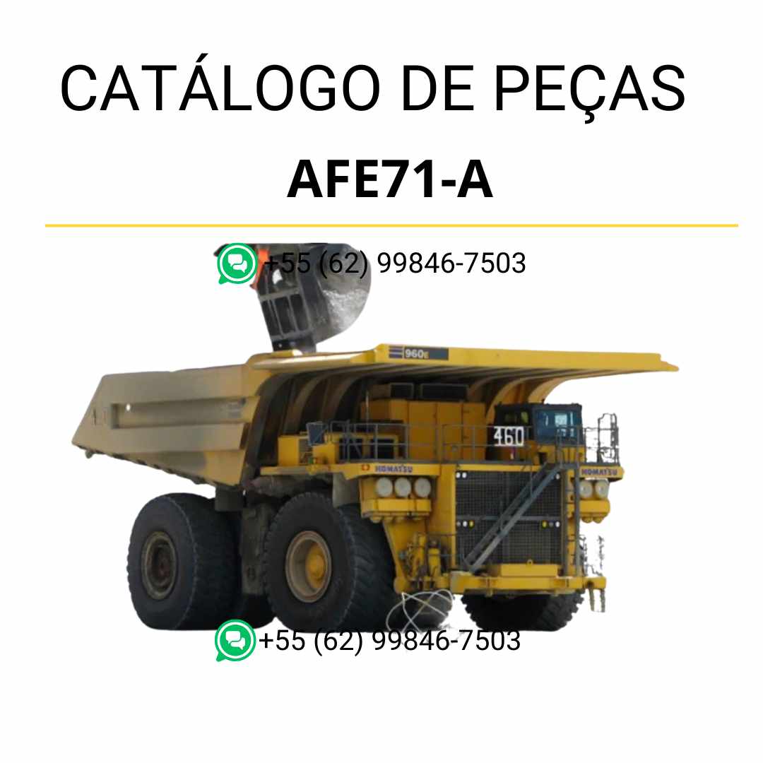 Catálogo de peças Komatsu AFE71-A 960E-2KT em PDF com ilustrações técnicas e lista organizada de componentes do caminhão basculante