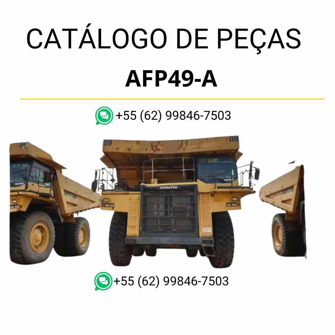 Catálogo de peças Komatsu AFP49-A 530M em PDF com vistas técnicas e lista organizada de componentes do caminhão basculante