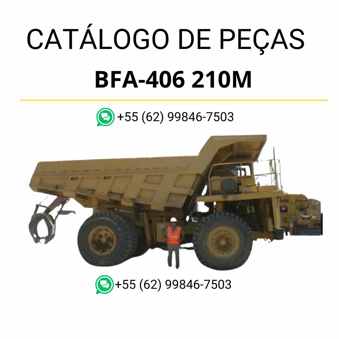 Catálogo de peças Komatsu BFA-406 210M em PDF com ilustrações técnicas e identificação de componentes do caminhão basculante