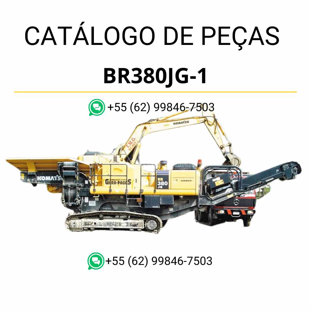 Catálogo de peças Komatsu BR380JG-1 em PDF, com ilustrações técnicas e relação completa dos componentes do triturador e reciclador.