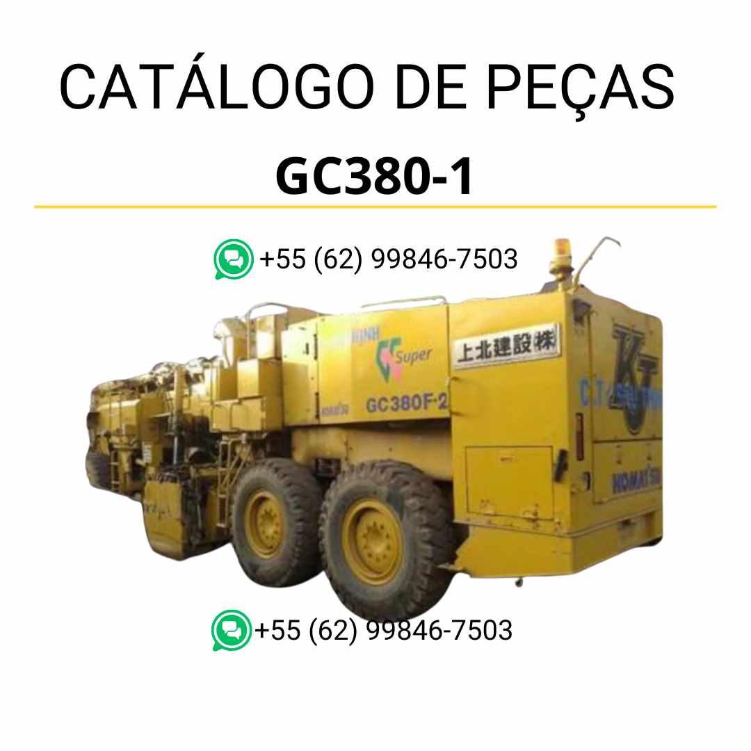 Catálogo de peças Komatsu GC380-1 em PDF para road cutters, com diagramas ilustrativos e relação completa de componentes originais