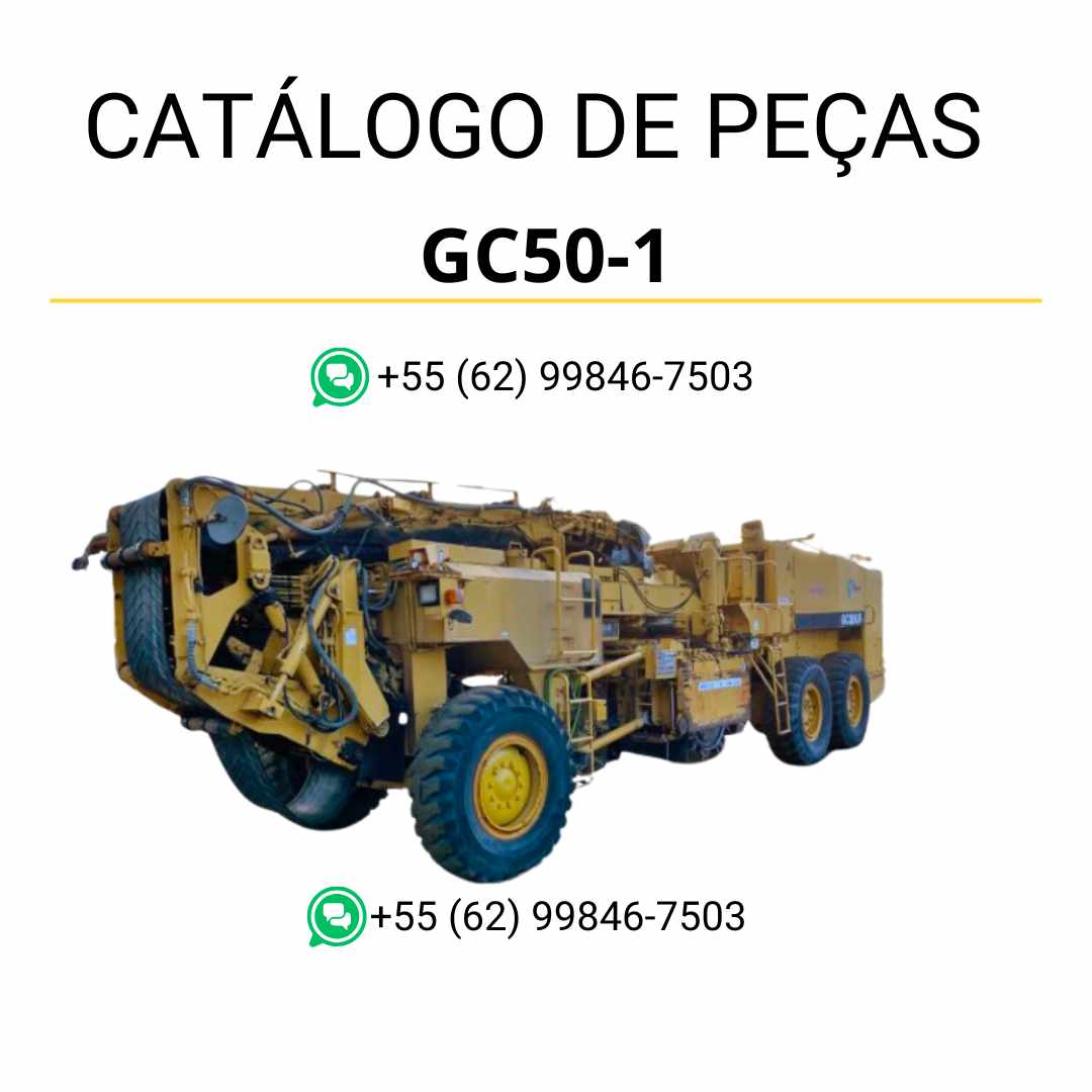 Catálogo de peças Komatsu GC50-1 em PDF para road cutters, com diagramas detalhados e identificação precisa de componentes originais