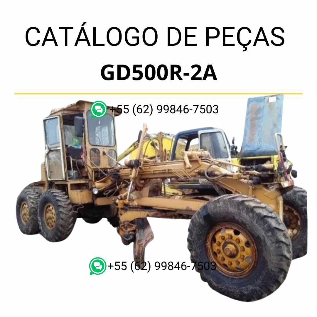 Catálogo de peças Komatsu GD500R-2A em PDF, com ilustrações técnicas e lista completa de componentes originais da motoniveladora.