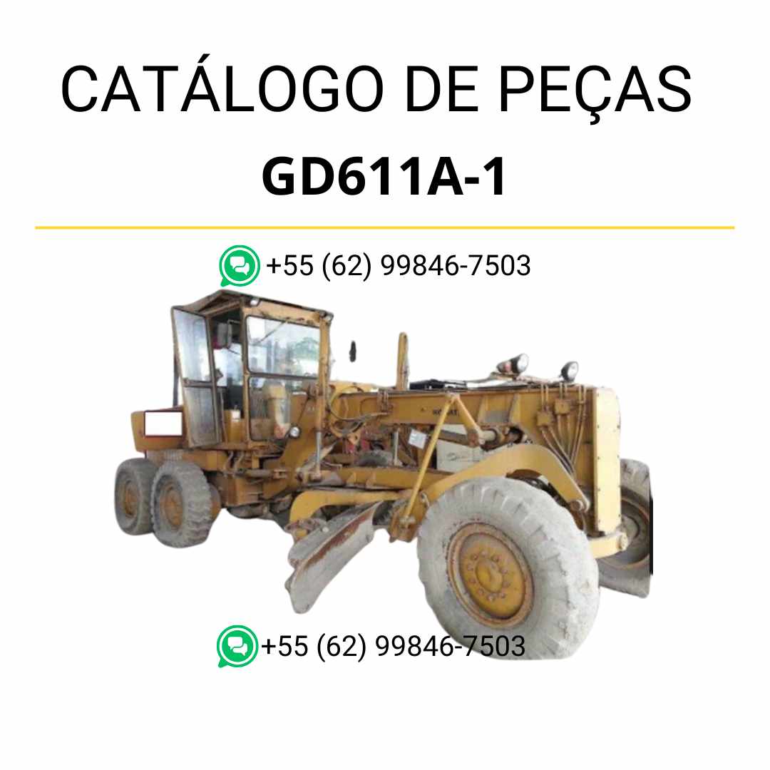 Catálogo de peças Komatsu GD611A-1 em PDF, com diagramas detalhados e identificação dos componentes originais da motoniveladora.