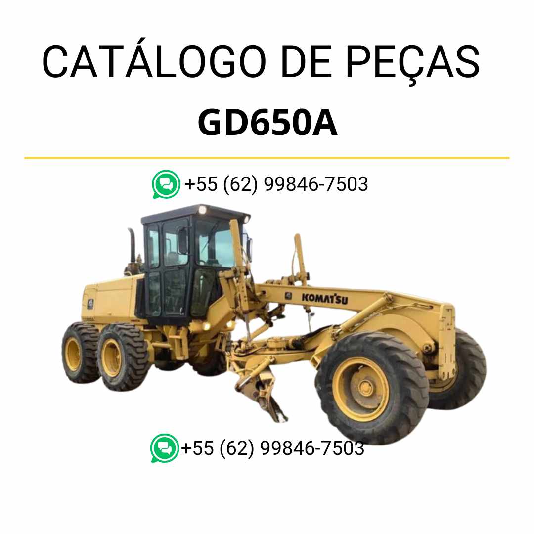 Catálogo de peças Komatsu GD650A e GD650AW-2EY Motoniveladora em PDF — contém diagramas técnicos completos, vistas explodidas e relação detalhada de componentes originais para manutenção.