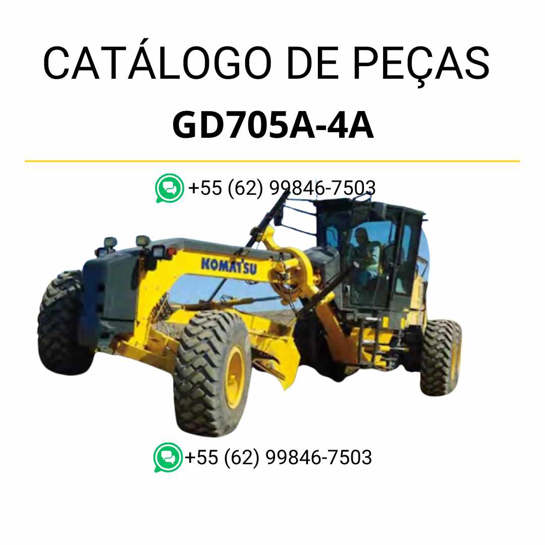 Catálogo de peças Komatsu GD705A-4A em PDF para motoniveladoras, com diagramas técnicos e lista detalhada de componentes originais