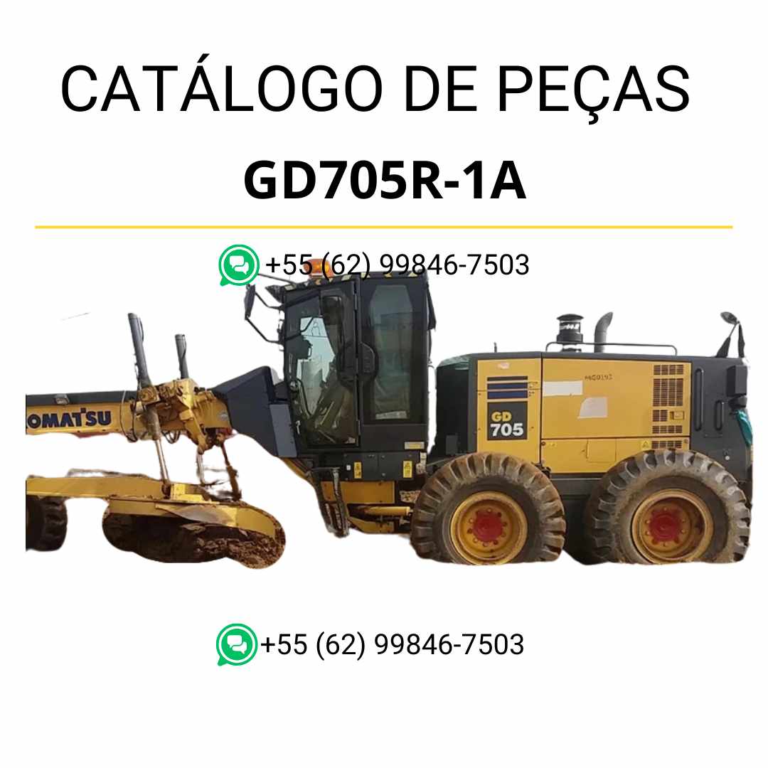 Catálogo de peças Komatsu GD705R-1A em PDF para motoniveladoras, com diagramas detalhados e lista completa de componentes originais