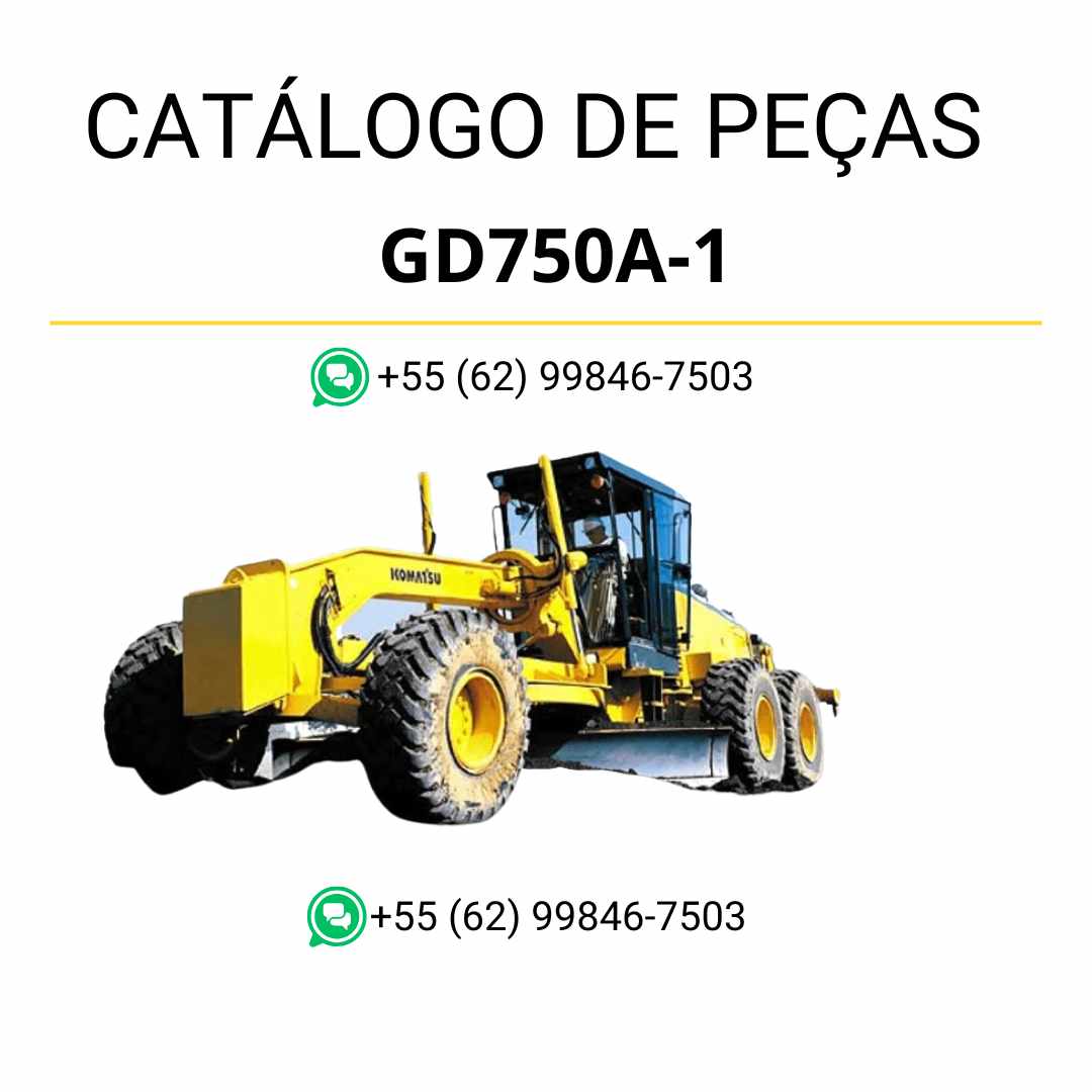 Catálogo de peças Komatsu GD750A-1 em PDF para motoniveladoras, com diagramas detalhados e identificação precisa de componentes originais