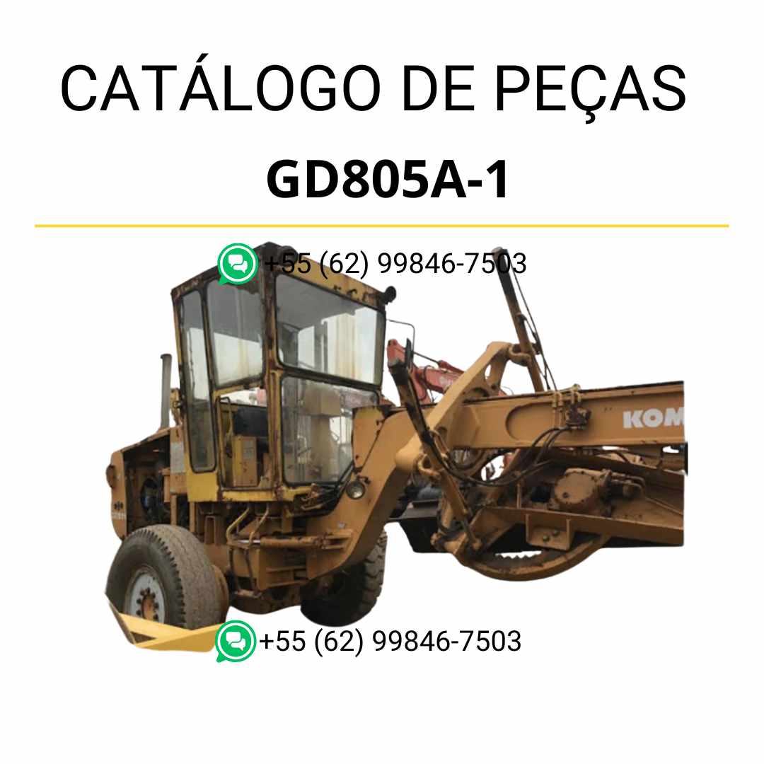 Catálogo de peças Komatsu GD805A-1 em PDF para motoniveladoras, com diagramas técnicos e lista detalhada de componentes originais