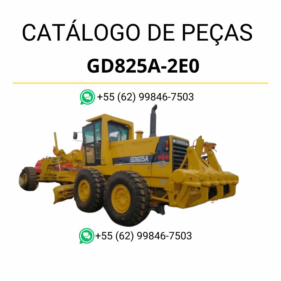 Catálogo de peças Komatsu GD825A-2E0 em PDF para motoniveladoras, com diagramas detalhados e identificação completa de componentes originais