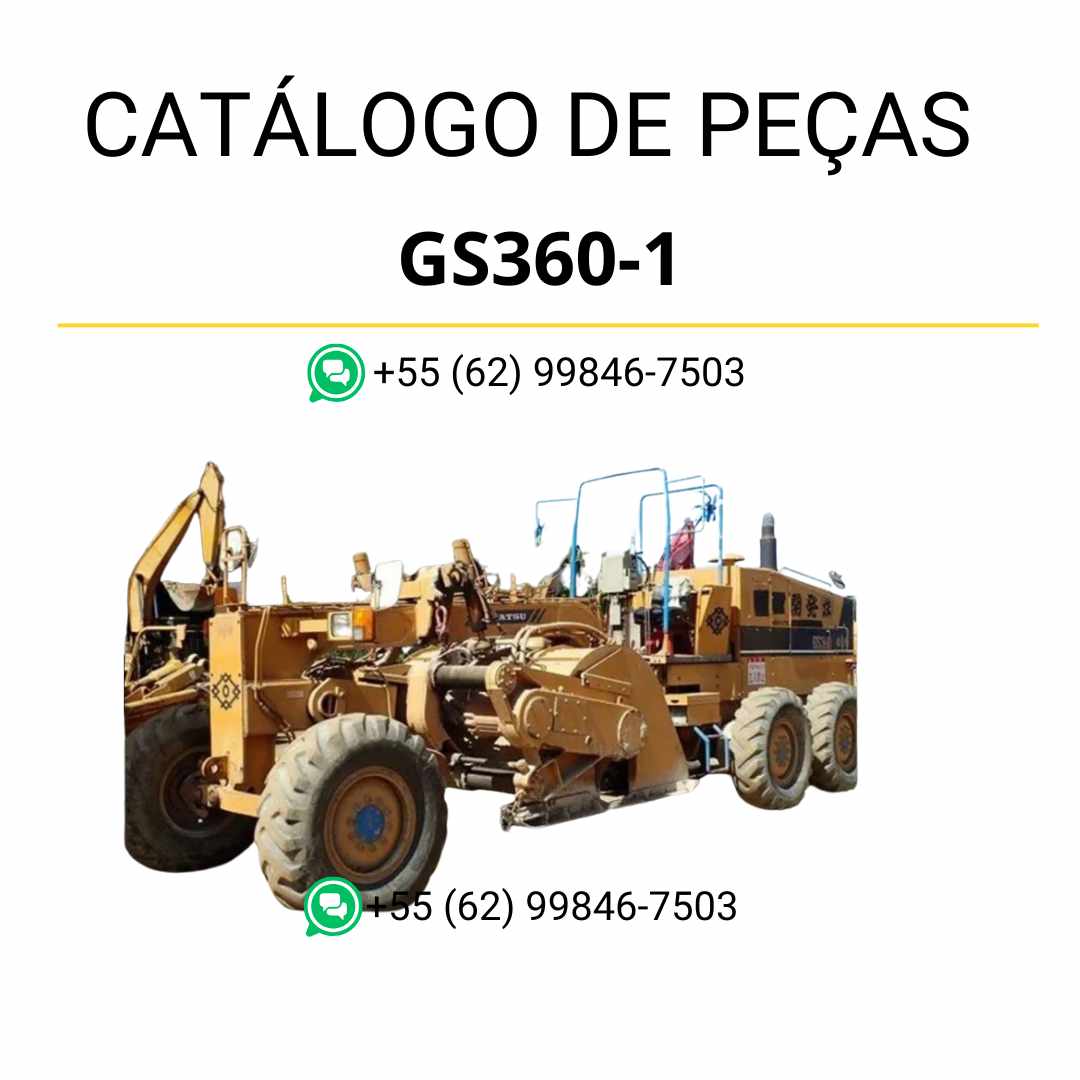 Catálogo de peças Komatsu GS360-1 em PDF, com diagramas detalhados e identificação técnica dos componentes dos estabilizadores de roda.