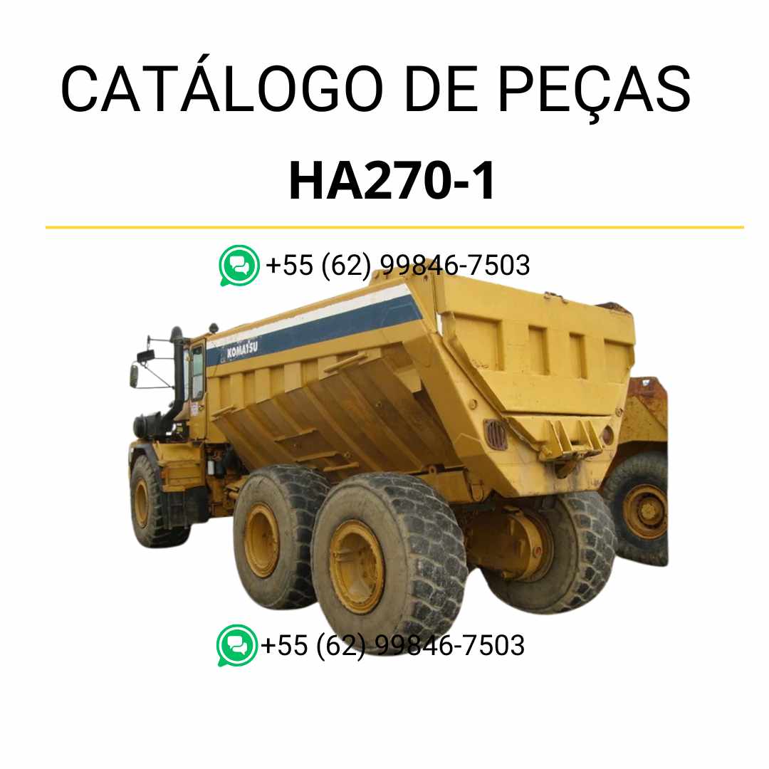 Catálogo de peças Komatsu HA270-1 em PDF com esquemas técnicos detalhados e identificação de componentes do caminhão basculante