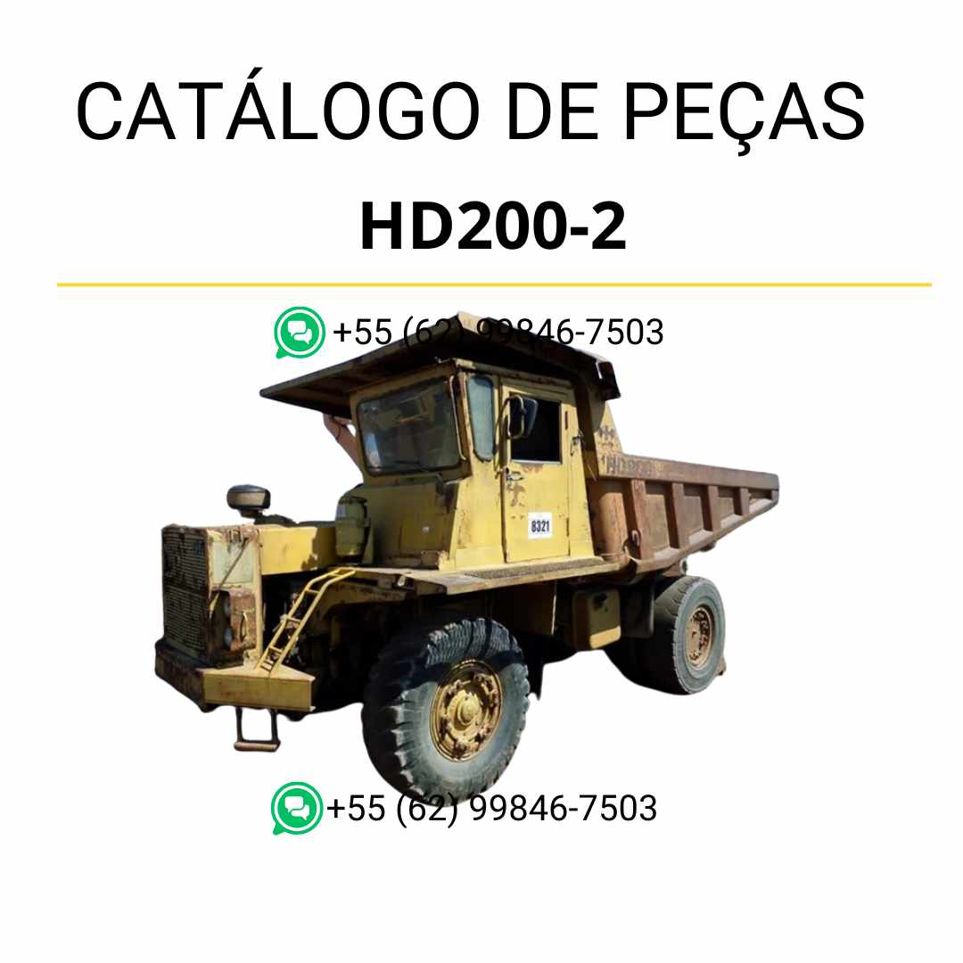 Catálogo de peças Komatsu HD200-2 em PDF com diagramas técnicos e referência completa de componentes para caminhões basculantes