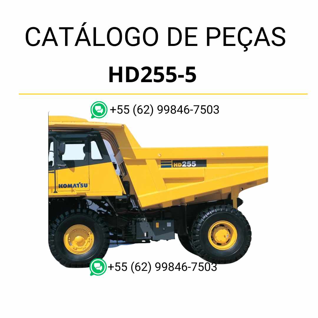 Catálogo de peças Komatsu HD255-5 em PDF com diagramas técnicos detalhados e lista completa de componentes do caminhão basculante