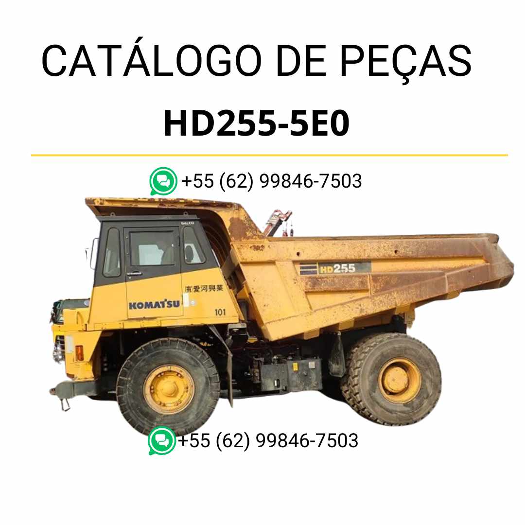 Catálogo de peças Komatsu HD255-5E0 em PDF com diagramas técnicos e lista completa de componentes originais do caminhão basculante