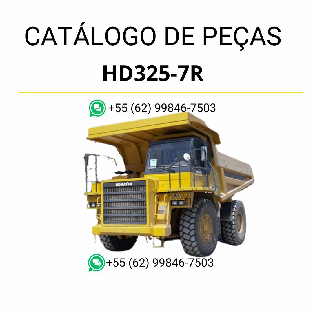 Catálogo de peças Komatsu HD325-7R em PDF com diagramas técnicos completos e identificação detalhada dos componentes originais do caminhão basculante