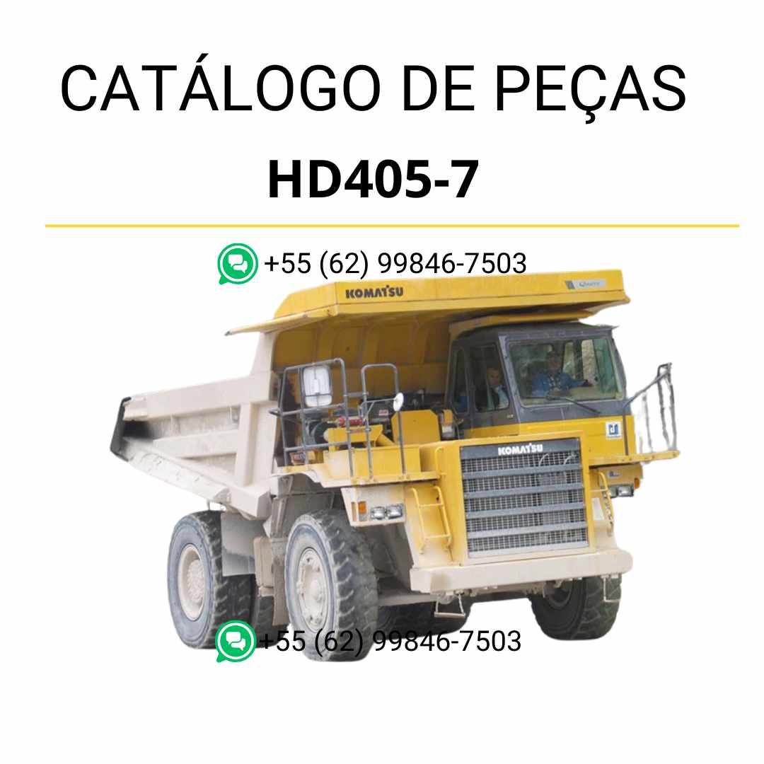 Catálogo de peças Komatsu HD405-7 em PDF com diagramas técnicos detalhados e lista de componentes originais para manutenção do caminhão basculante