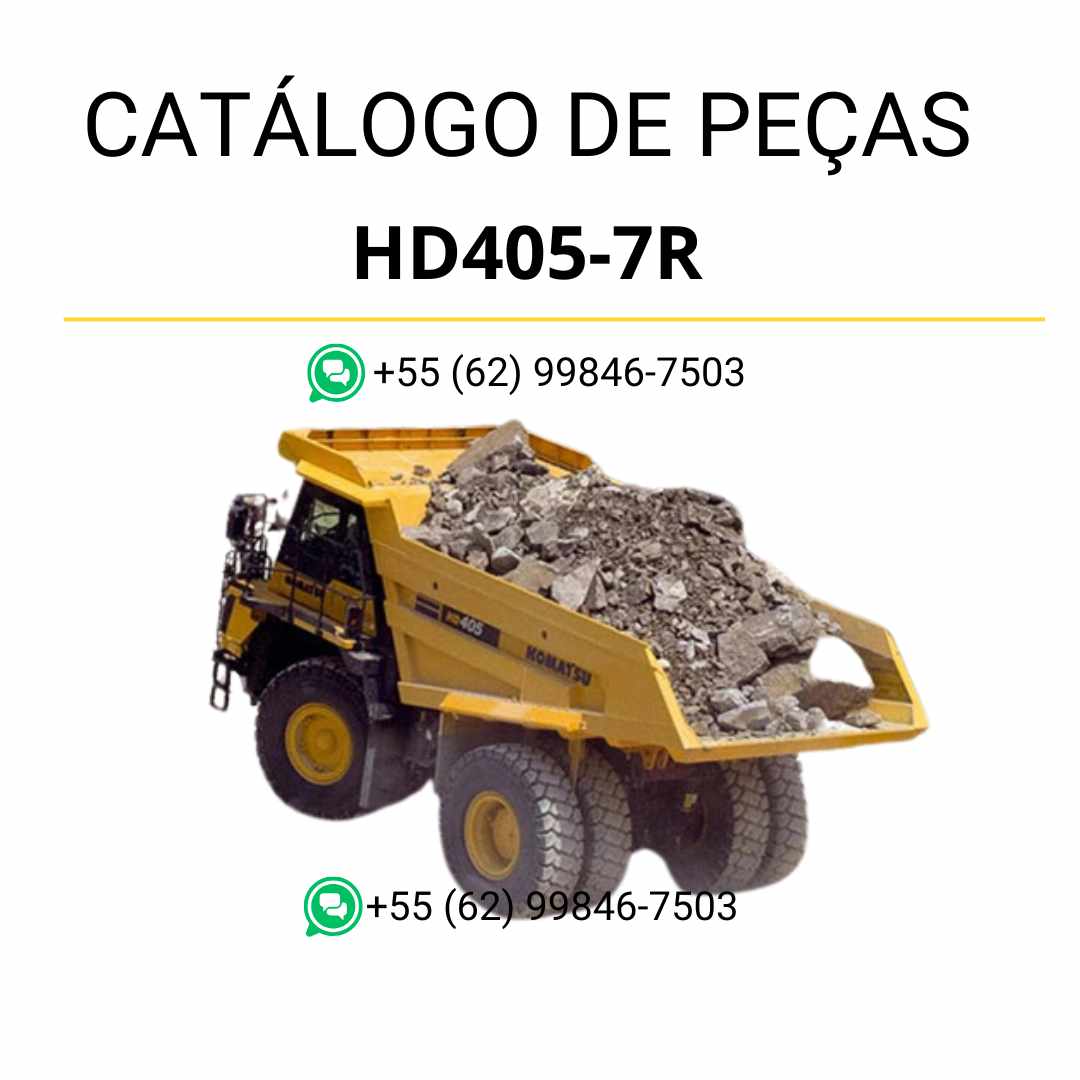 Catálogo de peças Komatsu HD405-7R em PDF com diagramas detalhados e lista completa de componentes originais para manutenção do caminhão basculante