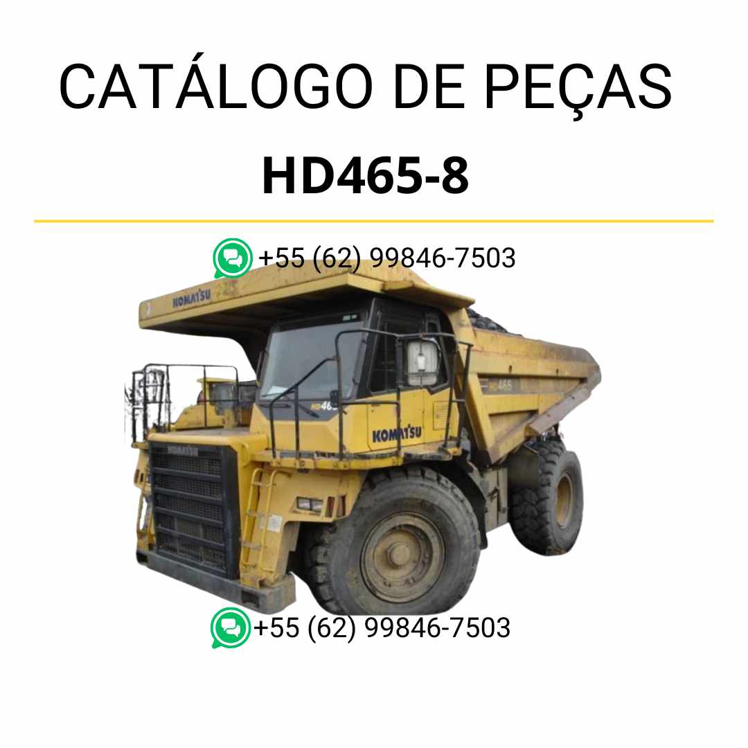 Catálogo de peças Komatsu HD465-8 em PDF com diagramas técnicos e lista detalhada de componentes originais do caminhão basculante